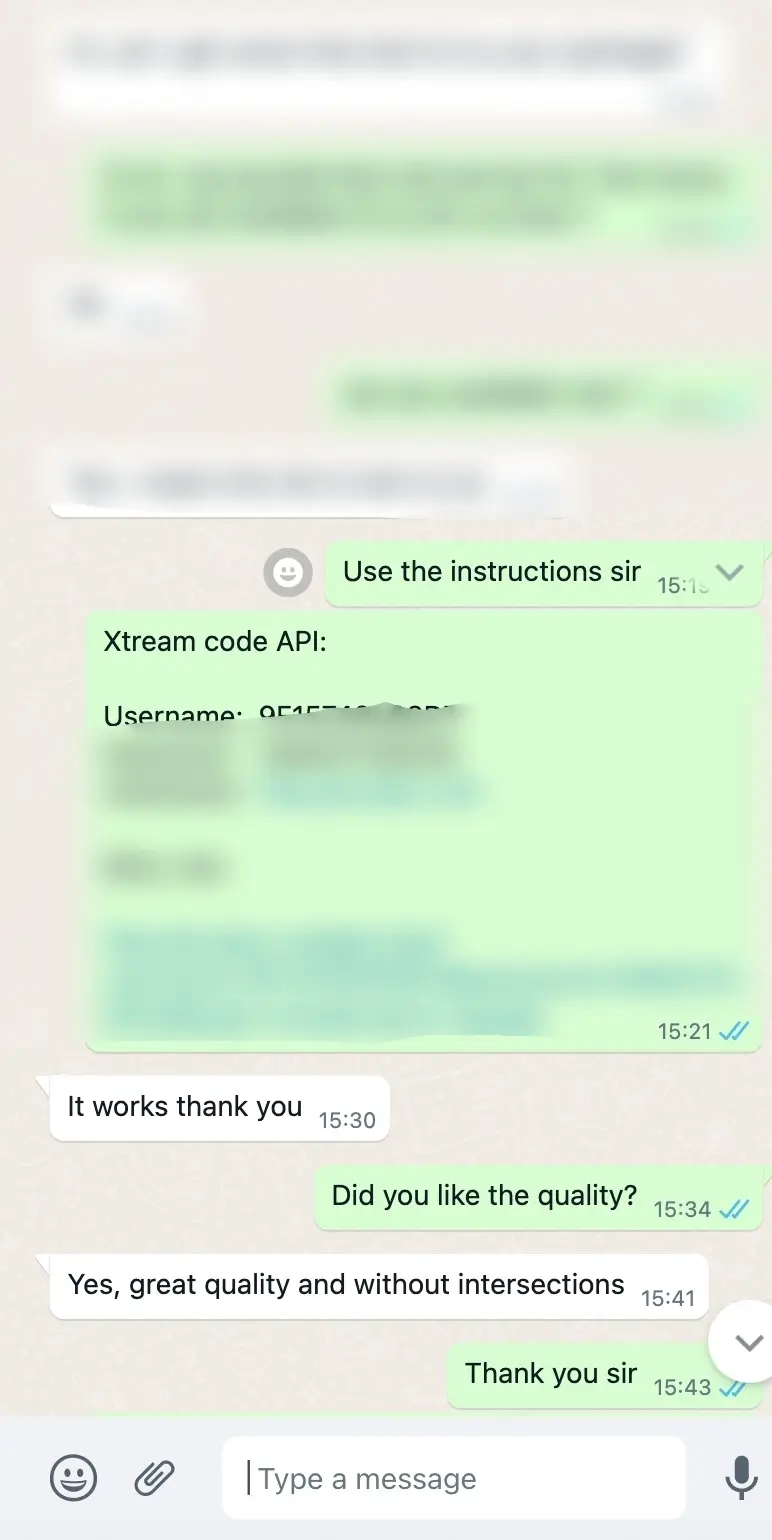 Customer chat screenshot sharing positive playback quality feedback